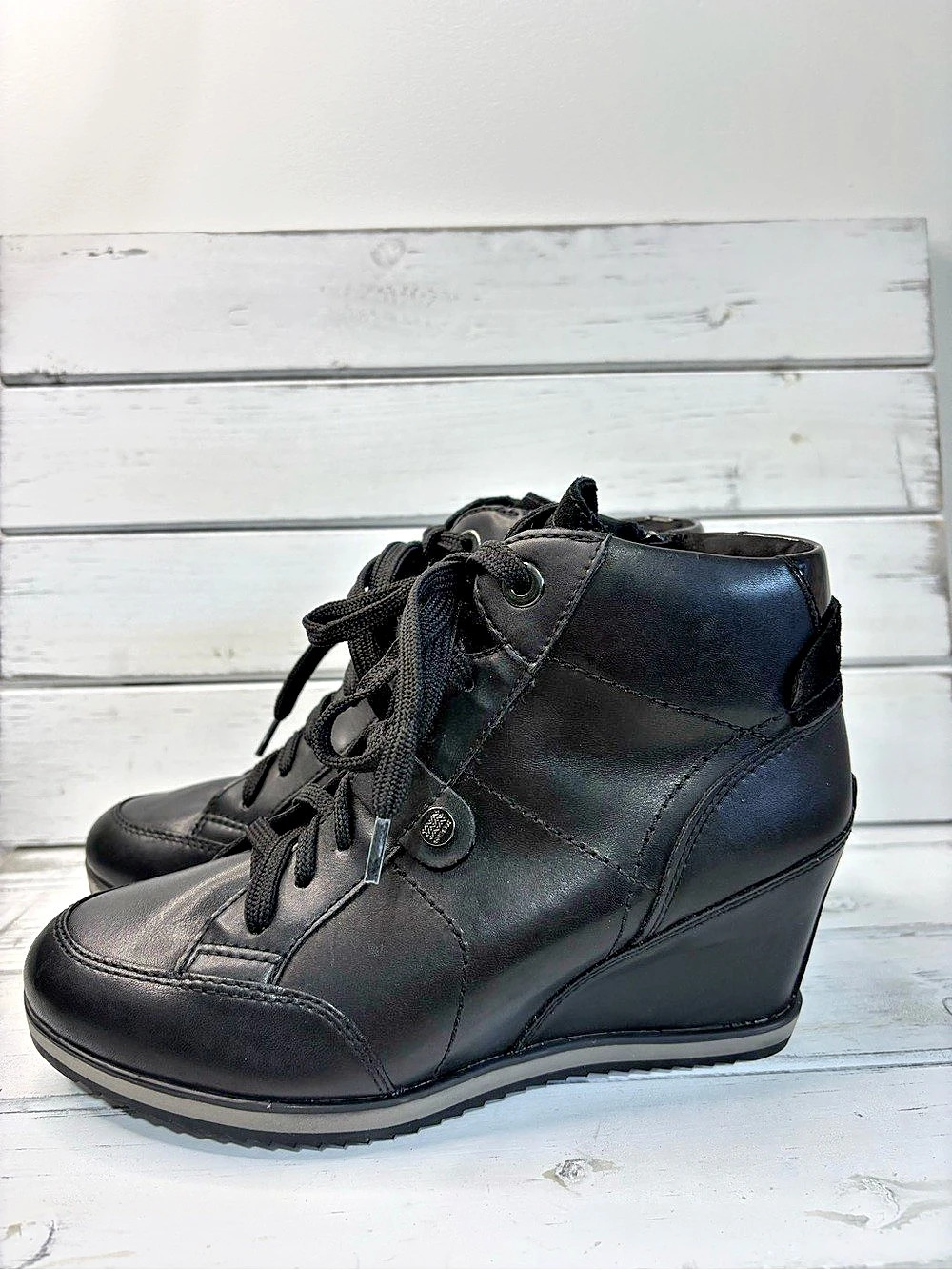(306)Geox Black Wedge Sneakers EU 36